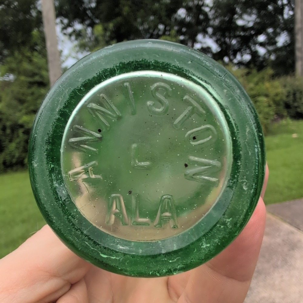 Vintage Coca-Cola Anniston Alabama 1958 Hobbleskirt Green Glass Coke Bottle 6oz - Picture 2 of 3